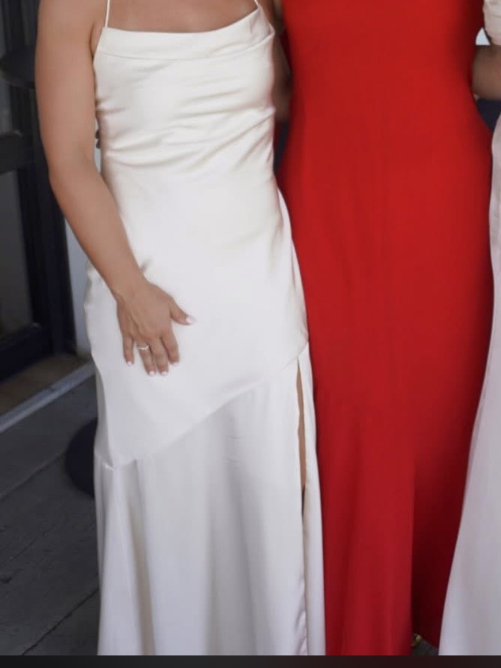 Azazie White Satin Slip Dress